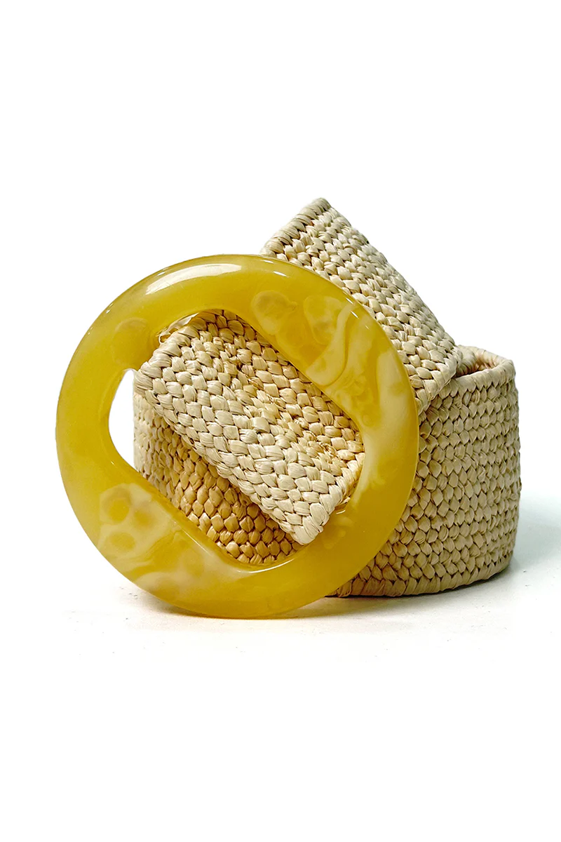 KATCH ME Solid Color Resin Buckle Elastic Woven Wide Belt - Image 3