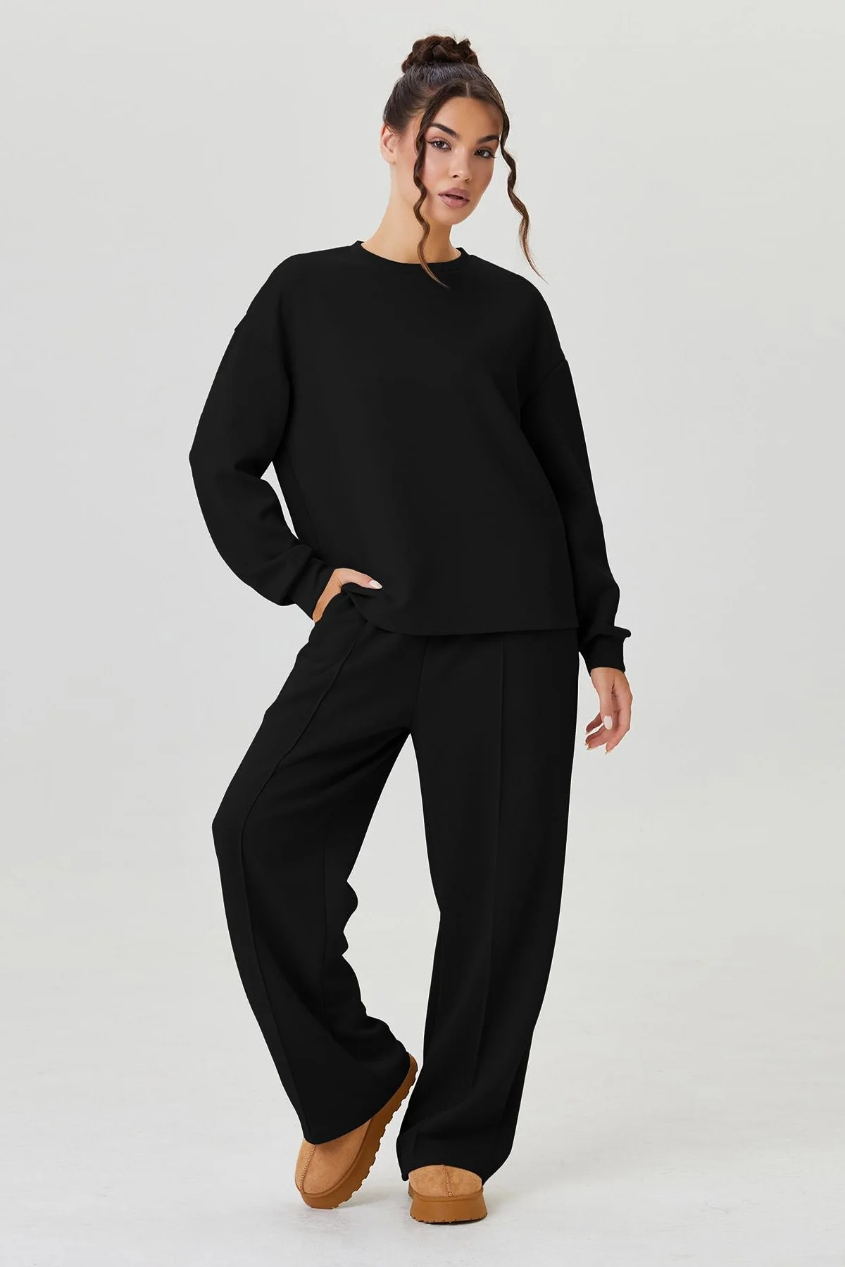 KATCH ME Round Neck Loose Top & Exposed Stitches Trousers Co-ord Set - Image 19