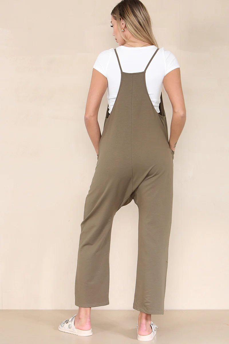 KATCH ME Solid Color Thin Strap Pocket Sleeveless Wide Leg Baggy Jumpsuit - Image 2