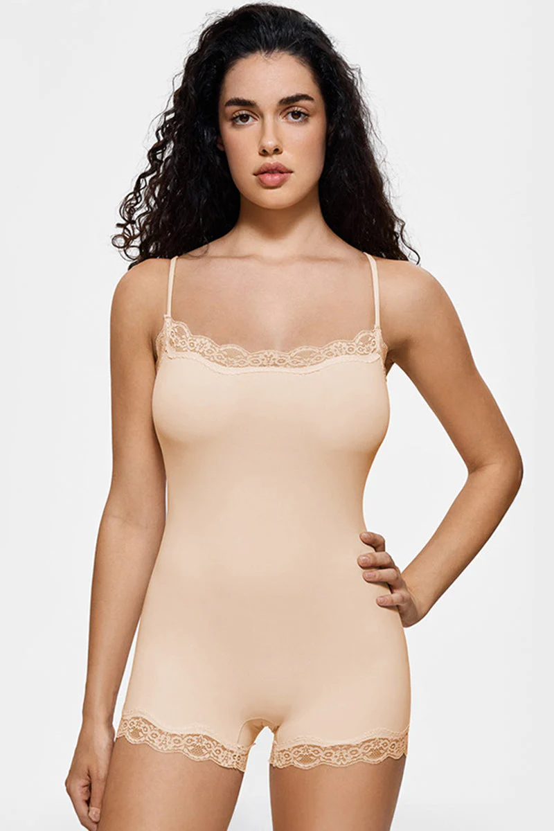 KATCH ME Spaghetti Strap Lace Trim Breathable Playsuit - Image 8