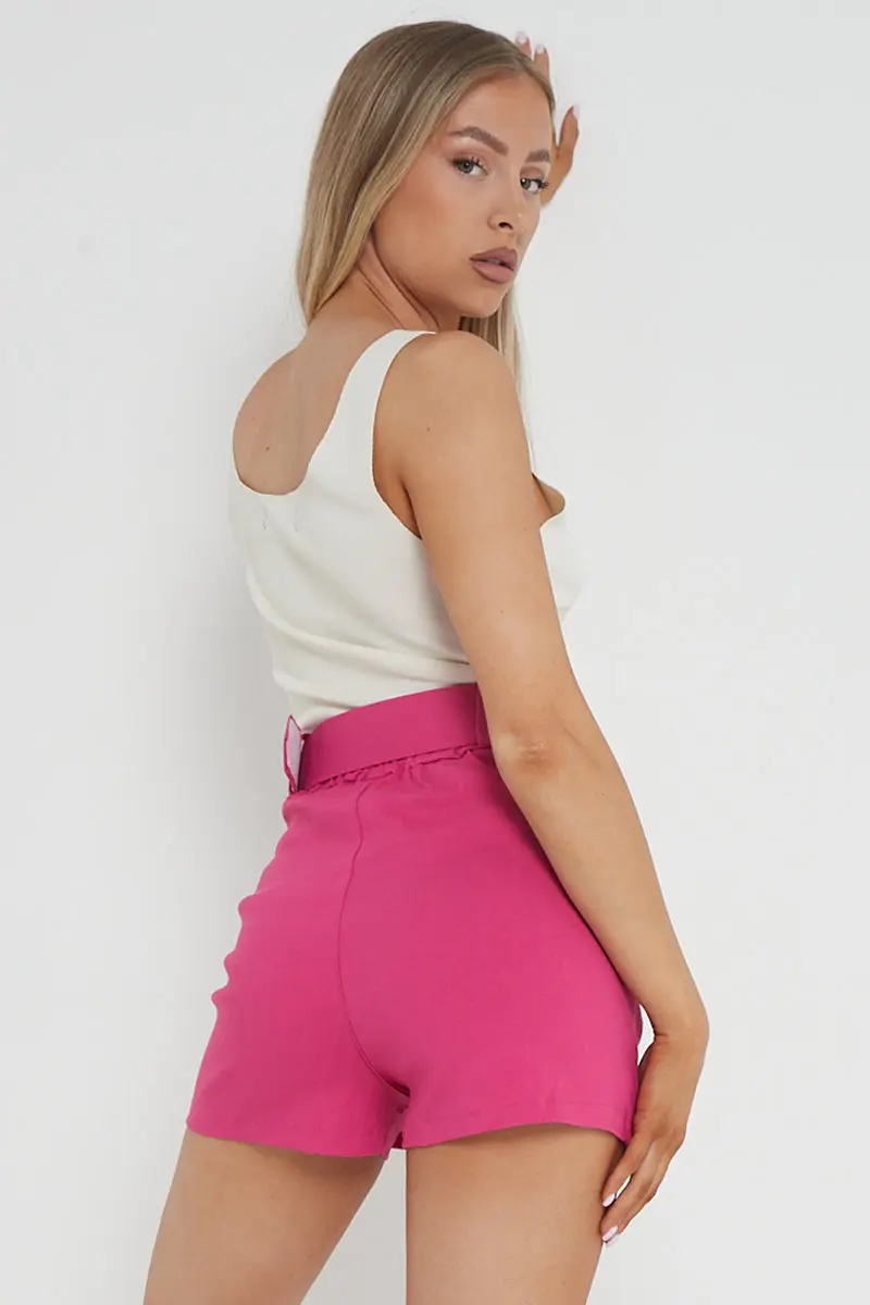 KATCH ME Minimalist High Waist Flap Pocket Belt Decor Skort - Image 7