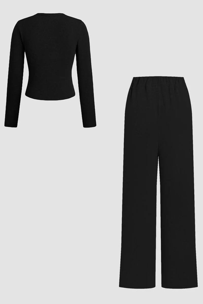 KATCH ME Solid Button-Up Wide-Leg Co-ord Set - Image 9