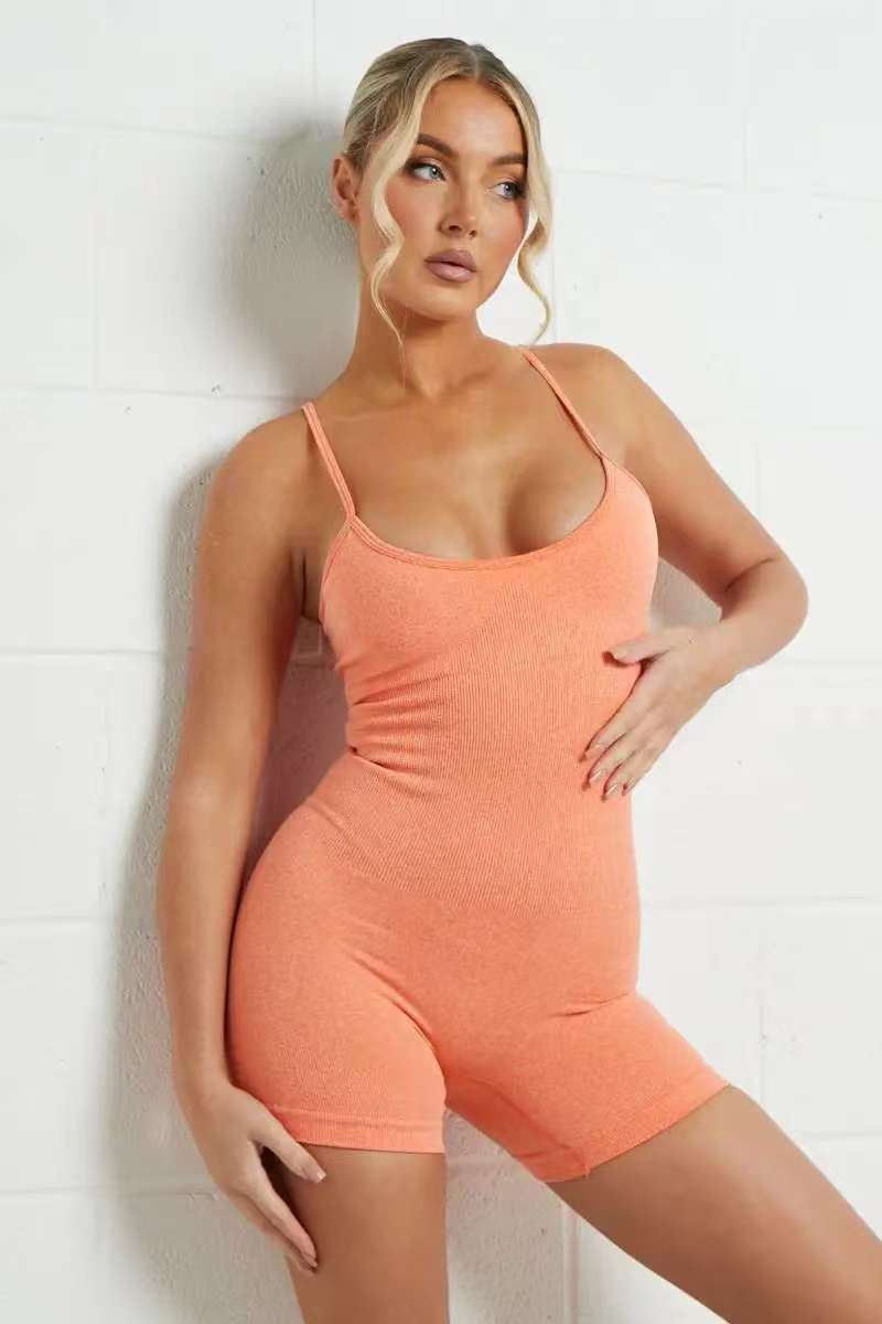 KATCH ME Sports Yoga Solid Thin Straps Seamless Playsuit - Image 3