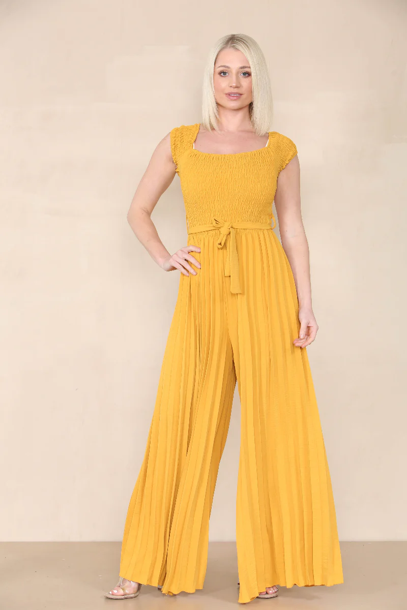 KATCH ME Off The Shoulder Waist Tie Pleated Jumpsuit - Image 6