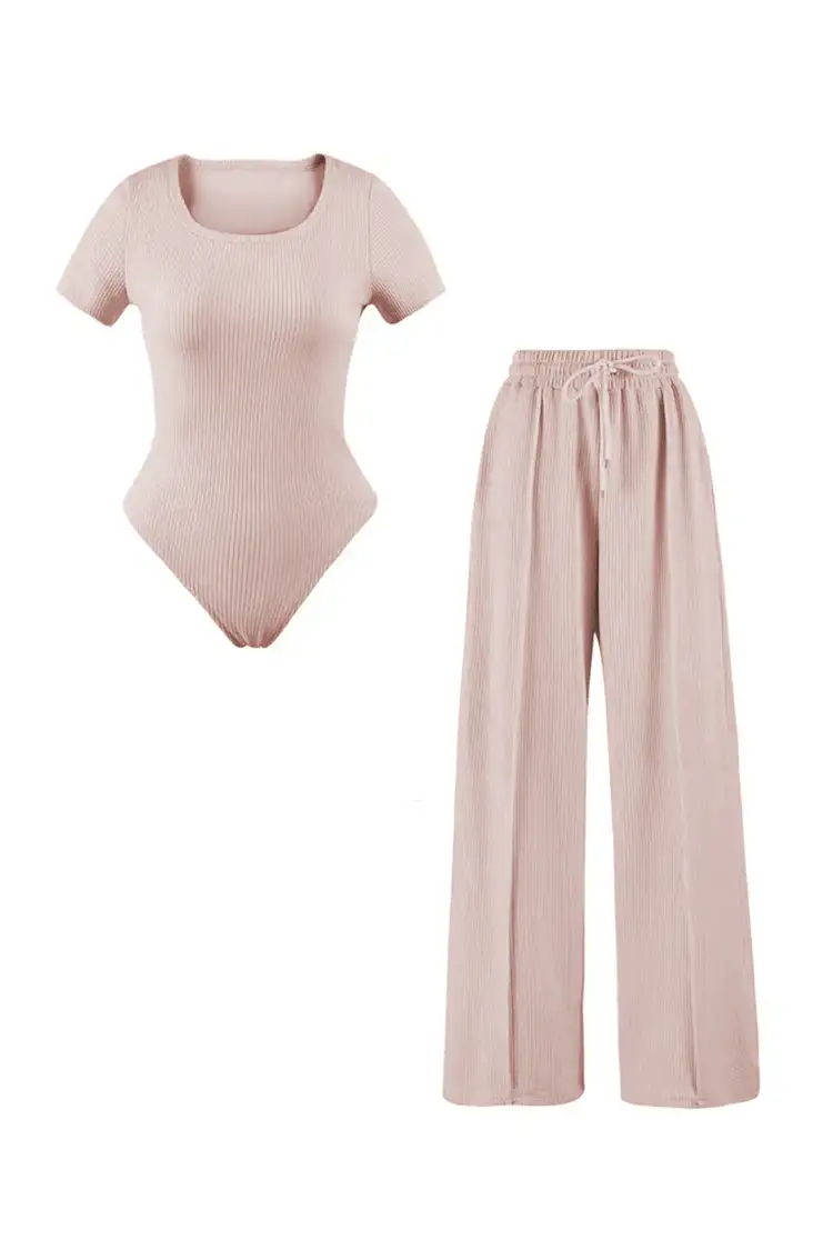 KATCH ME Square Neck Shaping Bodysuit & Wide Leg Trousers Co-ord Set - Image 7