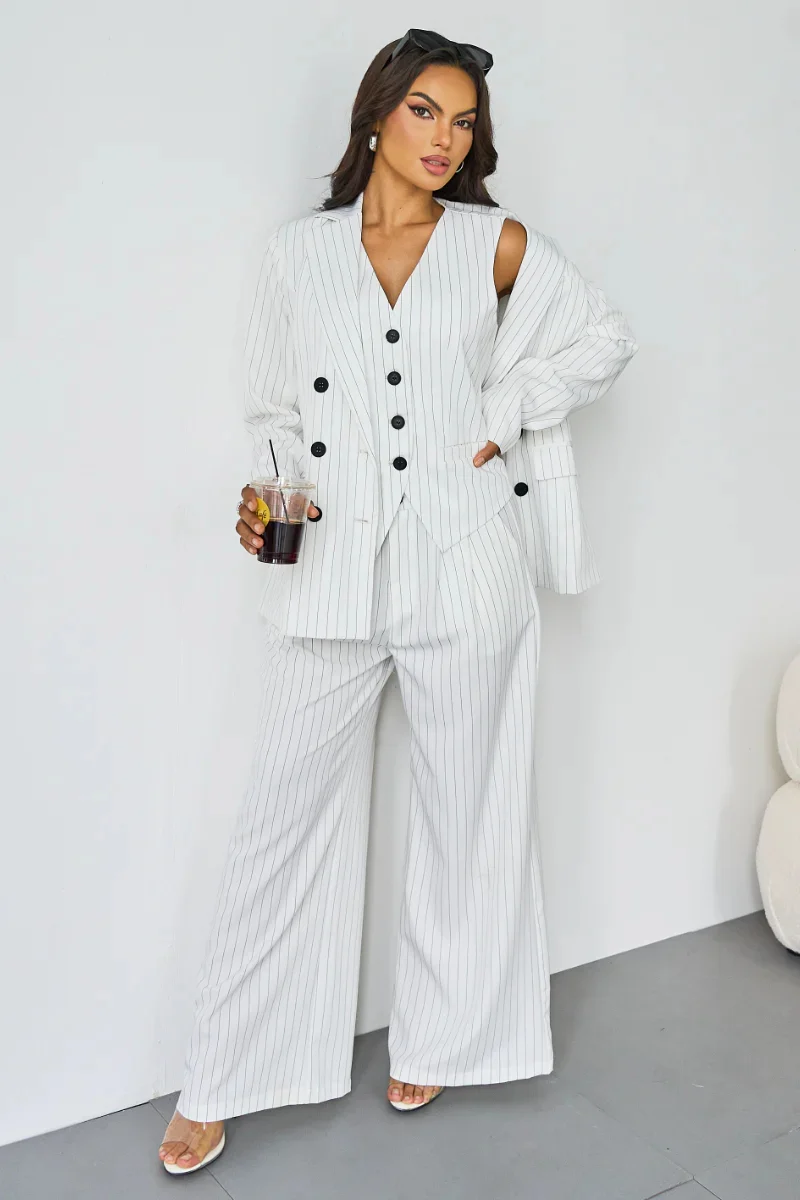 KATCH ME V-Neck Button Tank Blazer 3-Piece Suit Set - Image 10