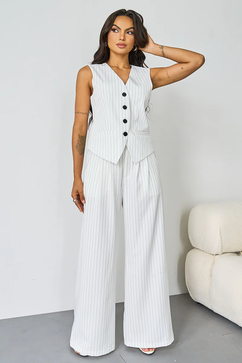 KATCH ME V-Neck Button Tank Blazer 3-Piece Suit Set - Image 12