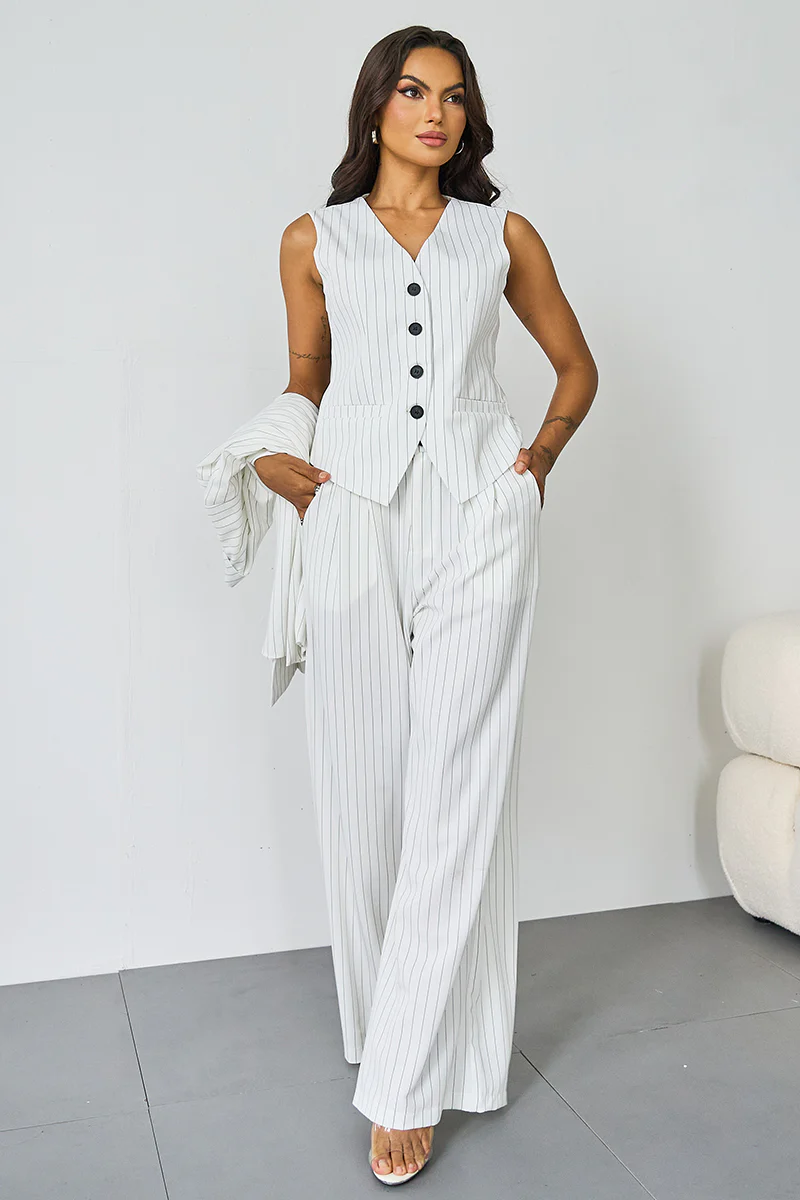 KATCH ME V-Neck Button Tank Blazer 3-Piece Suit Set - Image 13