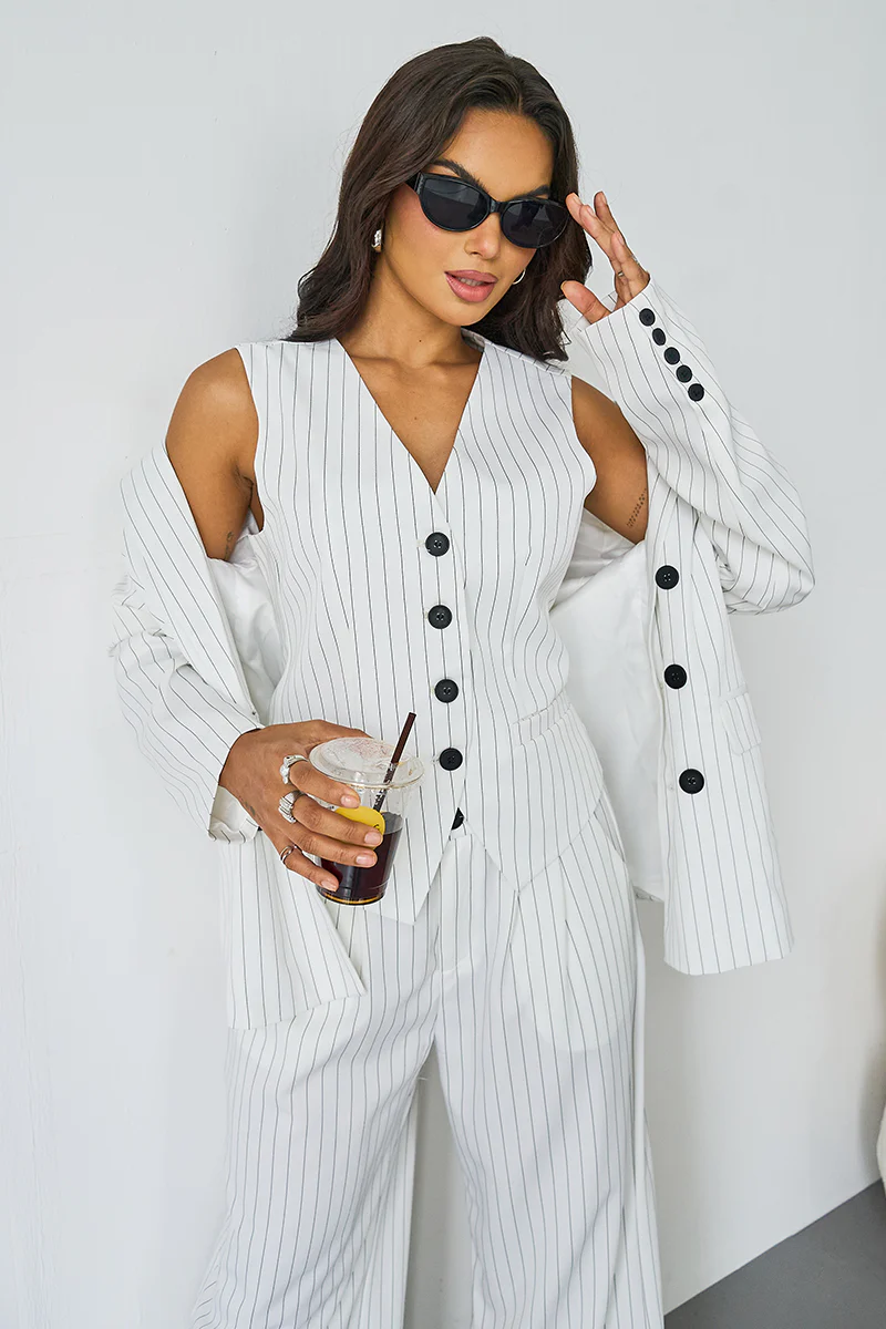 KATCH ME V-Neck Button Tank Blazer 3-Piece Suit Set - Image 14