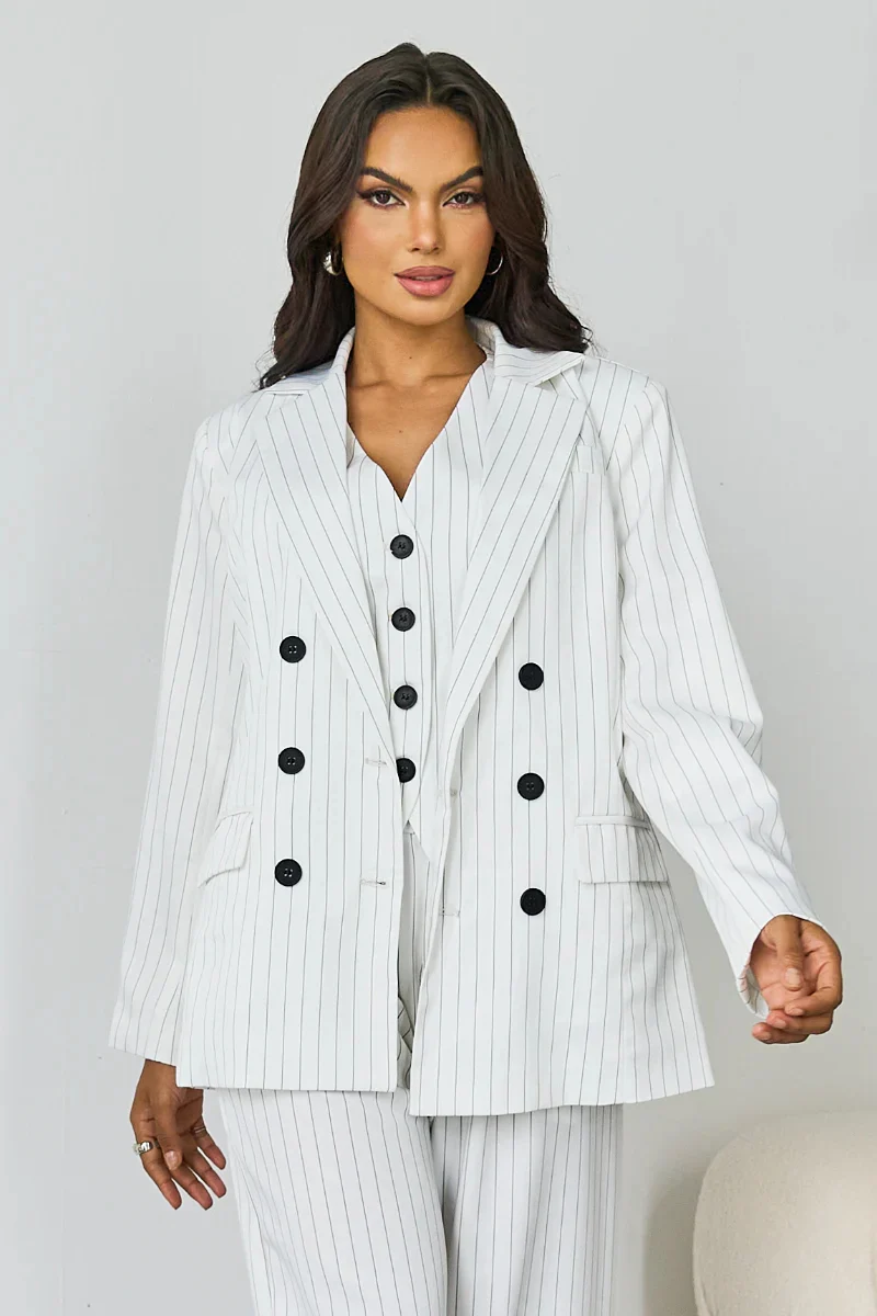 KATCH ME V-Neck Button Tank Blazer 3-Piece Suit Set - Image 15