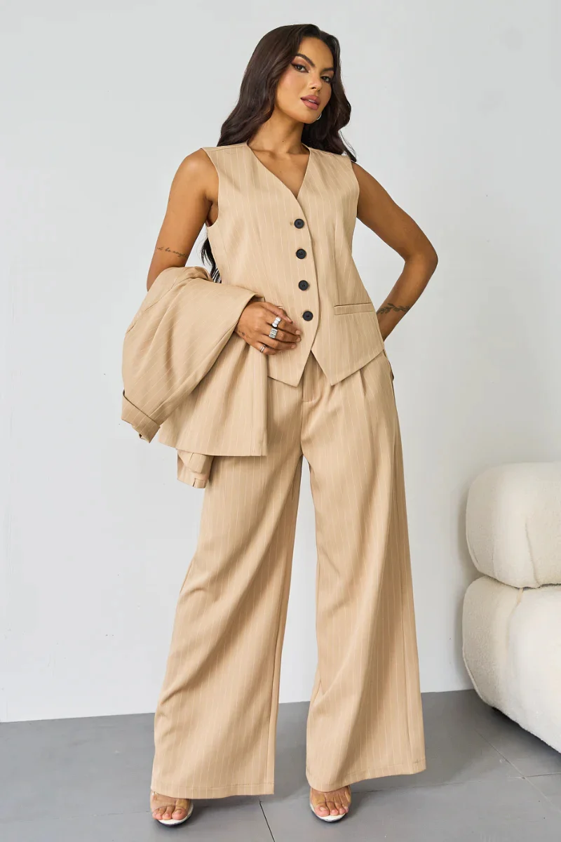 KATCH ME V-Neck Button Tank Blazer 3-Piece Suit Set - Image 21