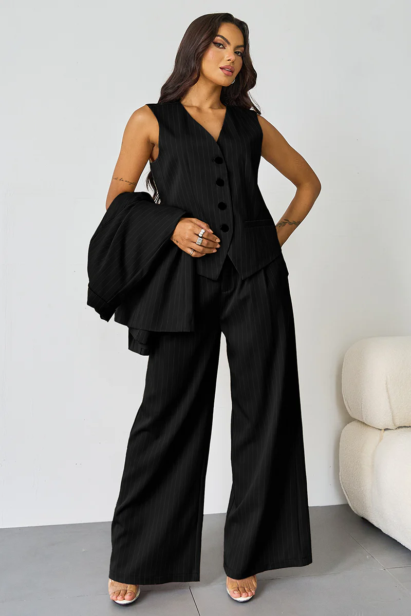 KATCH ME V-Neck Button Tank Blazer 3-Piece Suit Set - Image 7