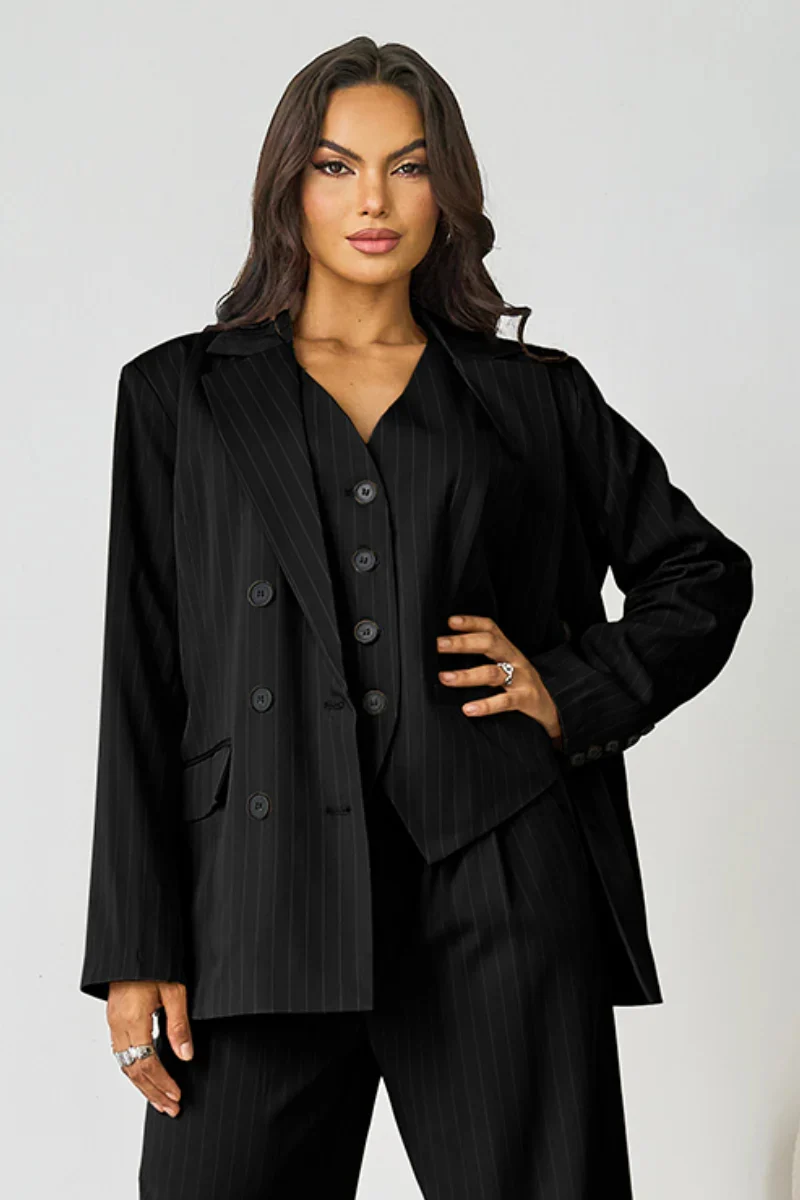 KATCH ME V-Neck Button Tank Blazer 3-Piece Suit Set - Image 8