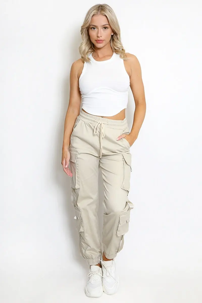 KATCH ME High Waist Multi-Pocket Elastic Cargo Pants - Image 3