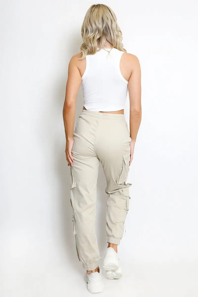 KATCH ME High Waist Multi-Pocket Elastic Cargo Pants - Image 4