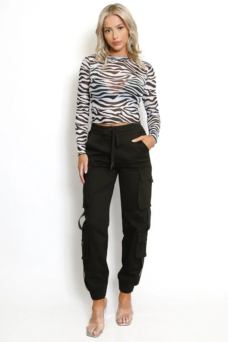 KATCH ME High Waist Multi-Pocket Elastic Cargo Pants - Image 6