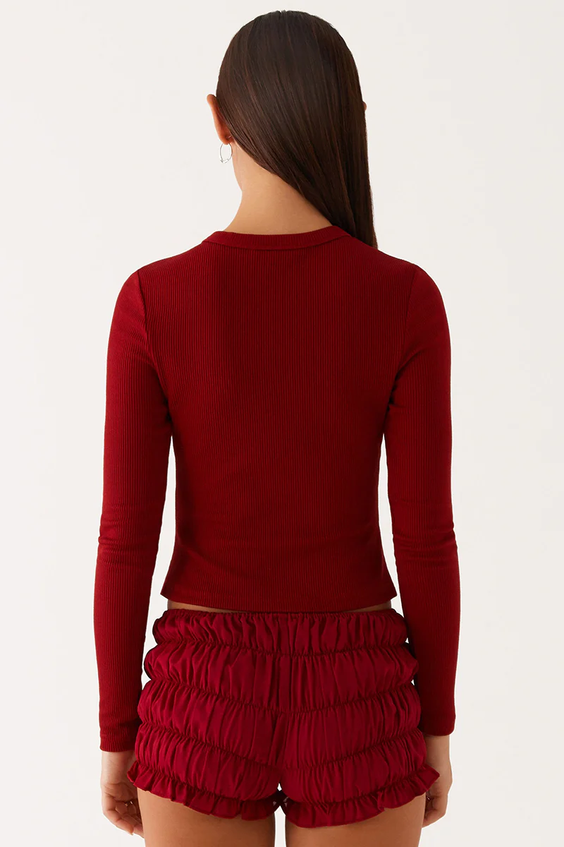 KATCH ME Solid Knit Button-Up Slim Top - Image 6