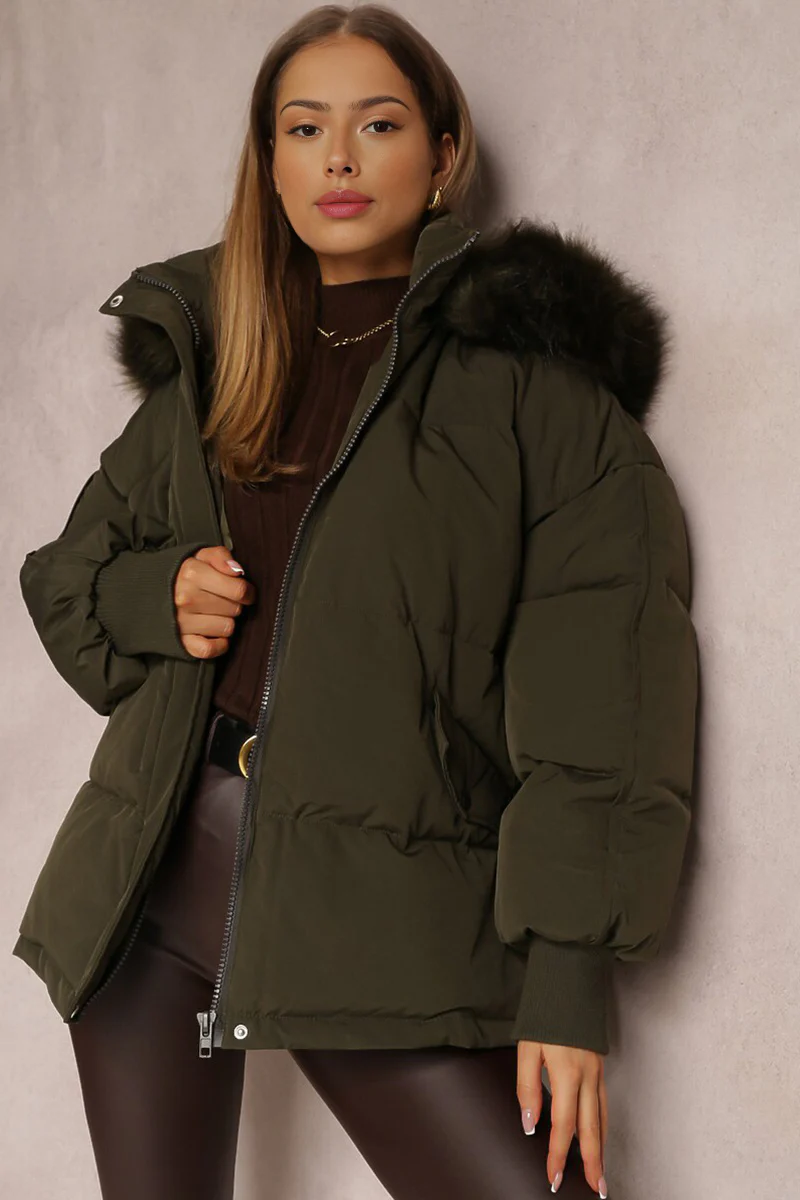 KATCH ME Versatile Plush Hooded Zip-Up Thermal Cotton Coat - Image 12