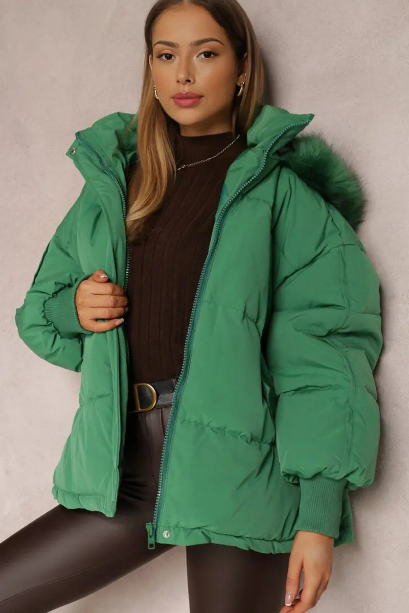 KATCH ME Versatile Plush Hooded Zip-Up Thermal Cotton Coat - Image 14