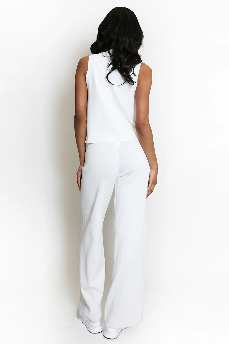 KATCH ME V Neck Gold Button Decor Loose Tank Top & Wide Leg Trousers Co-ord Set - Image 10