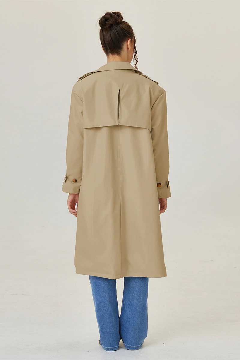 KATCH ME Double Breasted Belted Fleece Lined Trench Coat - Image 6
