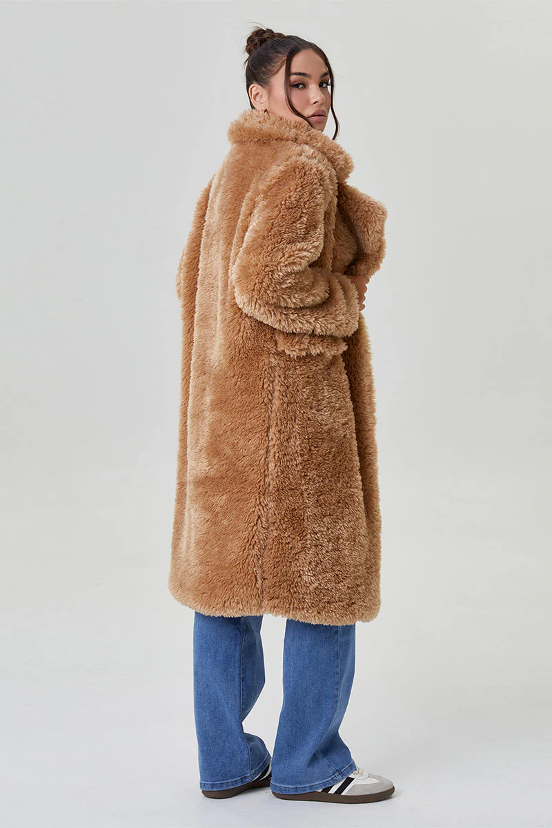 KATCH ME Notch Lapel Fluffy Double Breasted Winter Jacket - Image 11