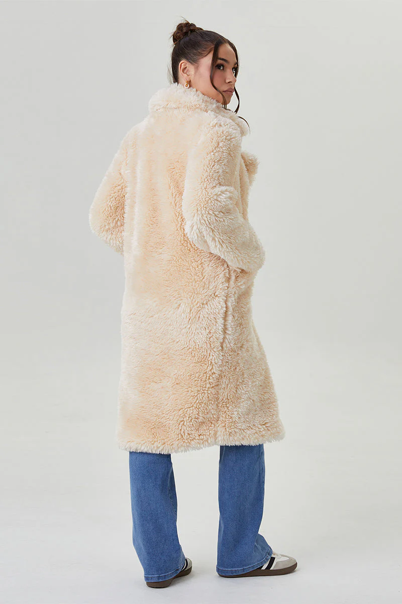 KATCH ME Notch Lapel Fluffy Double Breasted Winter Jacket - Image 14